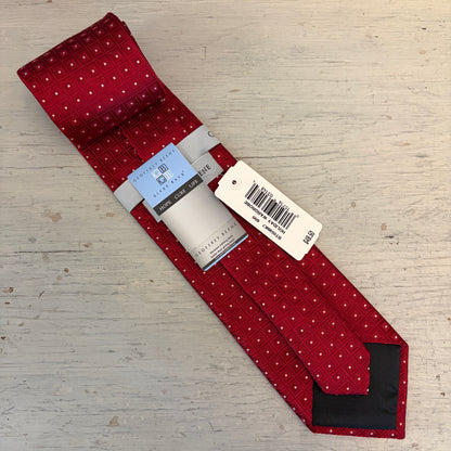 Geoffrey Beene 100% Silk Red w/ White Geometric Check Pattern Necktie 58" New with Tags