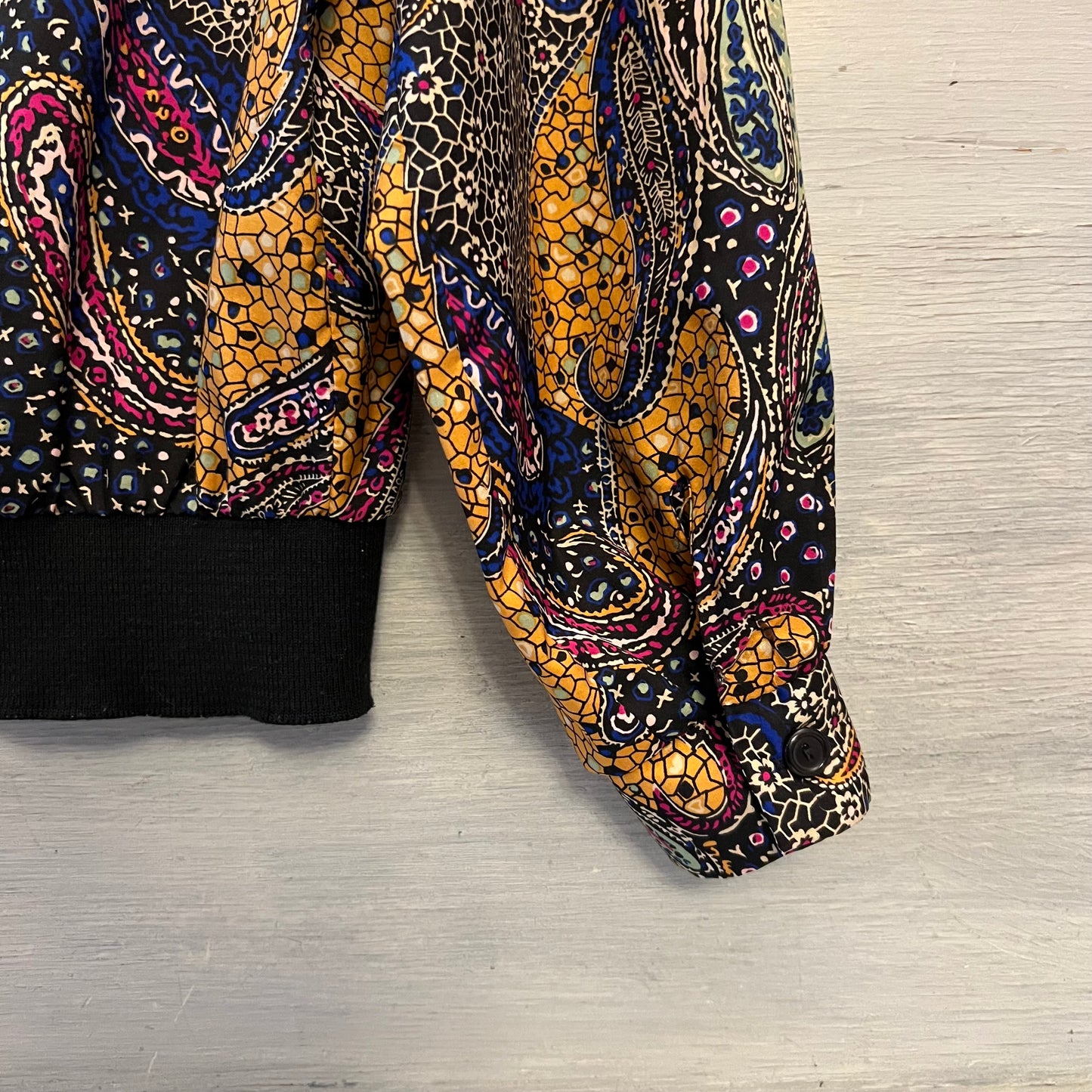 Vintage 80's Judy Bond Paisley Print Collared Button Down Blouse Size 16 Good Condition