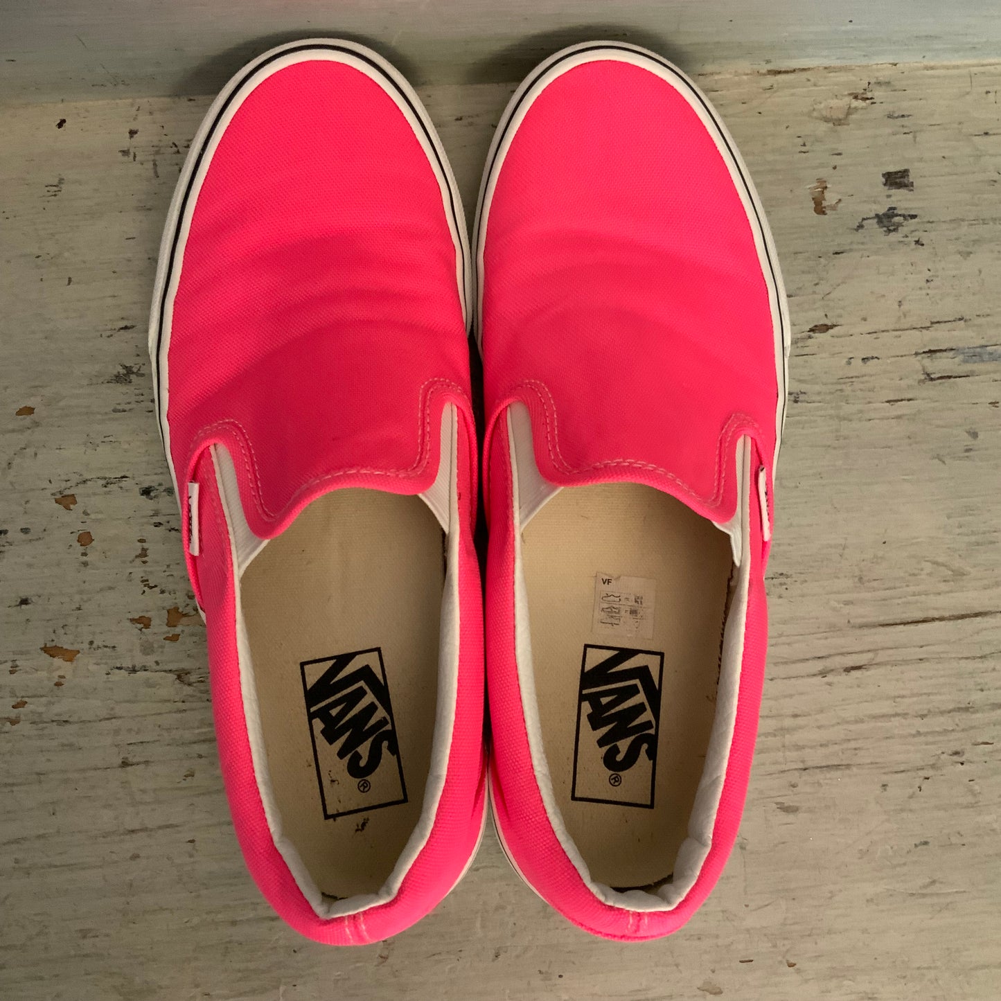 Vans Neon Pink Classic Slip On Canvas Sneakers Size 8 Men's/ 9.5 Women's Good Condition