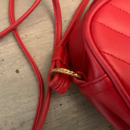 Red Faux Leather Crossbody Bag Purse Like New