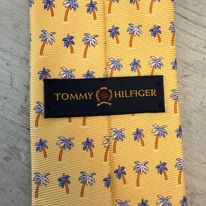 Tommy Hilfiger 100% Silk Yellow Palm Tree Traditional Tie Good Condition