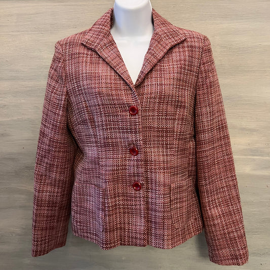 Vintage Jaclyn Smith Pink Multicolor Faux Tweed Blazer Coat Jacket Size 8 Good Condition