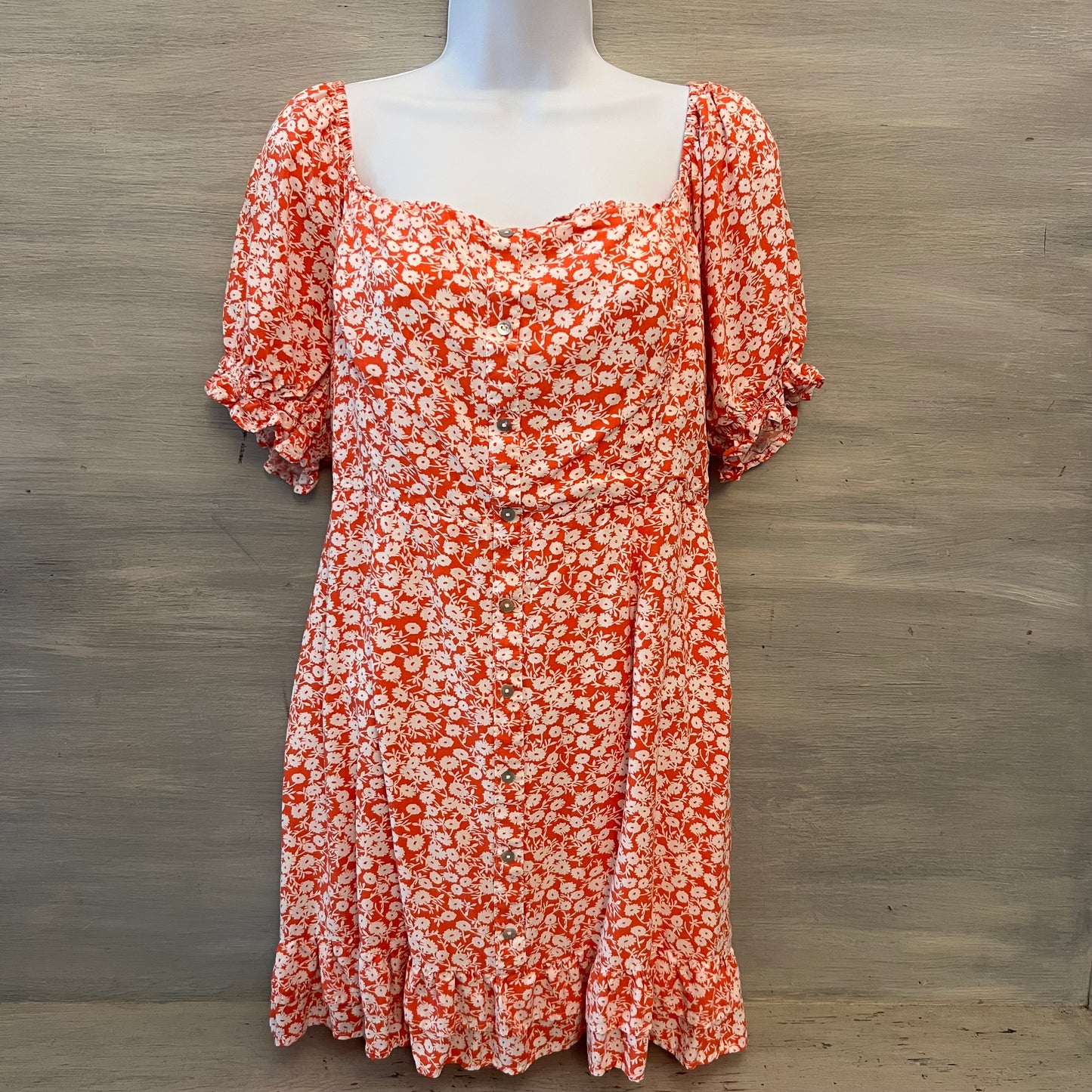 Lost + Wander Orange White Flower Mini Dress Size Large Good Condition