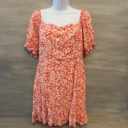 Lost + Wander Orange White Flower Mini Dress Size Large Good Condition