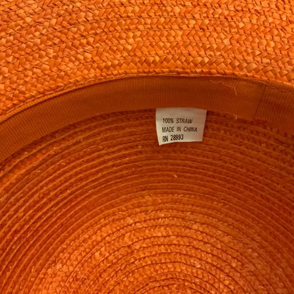 Women’s Orange 100% Straw Bowler Hat One Size Good Condition
