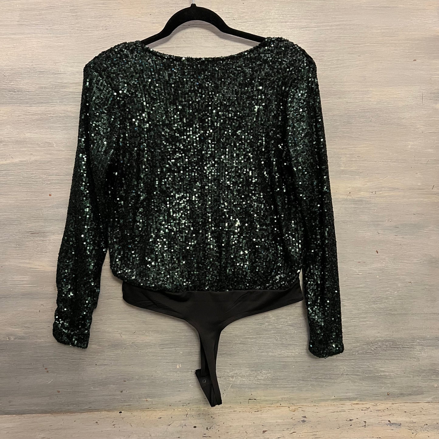 Rachel Zoe Emerald Green Sequined Leotard Blouse Small Like New