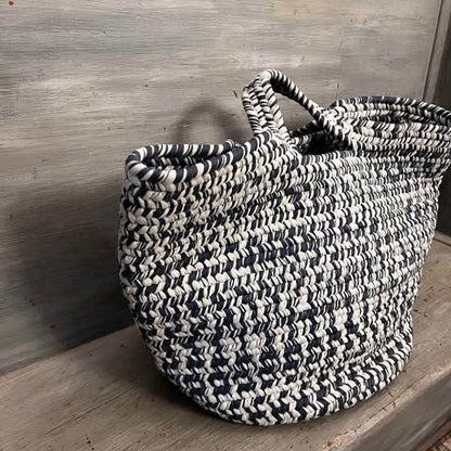 Colonial Mills, Inc Extra Large Round Country Blue White Braided Bag Basket New
