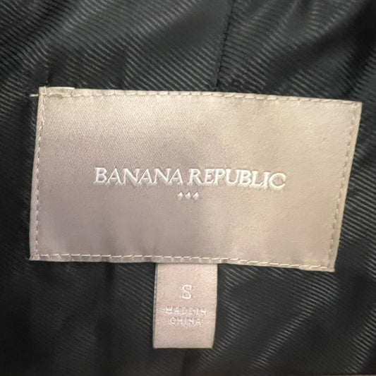 Banana Republic 97% Cotton Navy Blue White Rattan Pattern Trench Jacket Small Like New