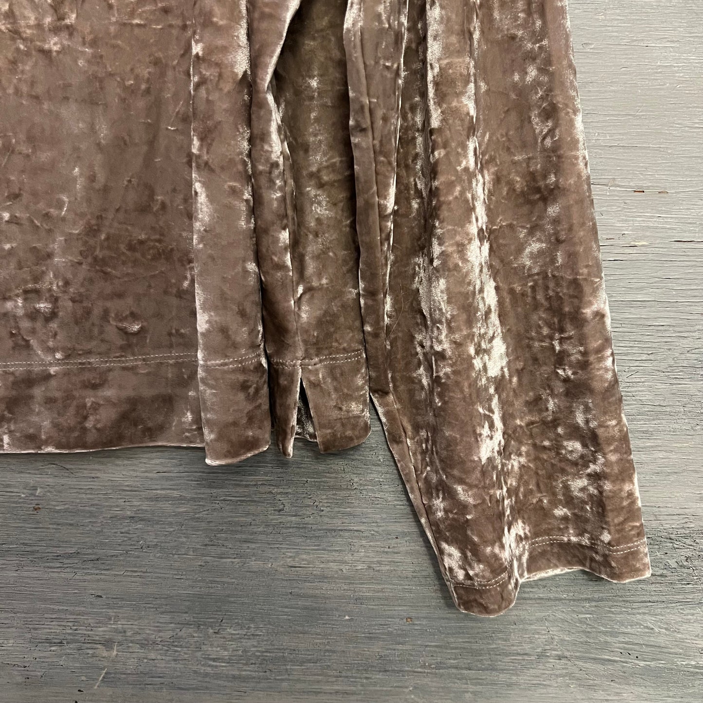 AVA & VIV Champagne Crushed Velvet Scoop Neck Cropped Pullover Top 1X New with Tags