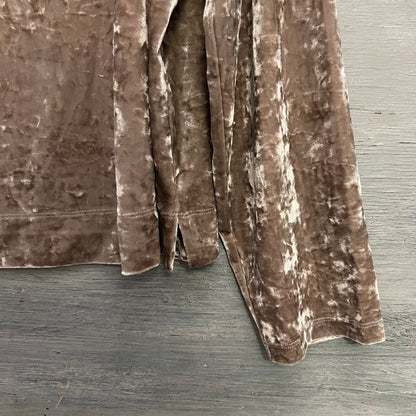 AVA & VIV Champagne Crushed Velvet Scoop Neck Cropped Pullover Top 1X New with Tags