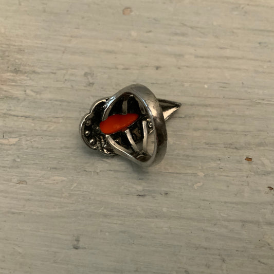 Art Deco Style Large Orange Tear Drop Shaped Stone Fashion Statement Ring Size 6.5 (U.S.) Good Conditoin