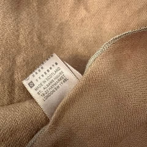 Soft Tan Faux Fur Pom Pom Wrap Scarf Made in Scotland Like New