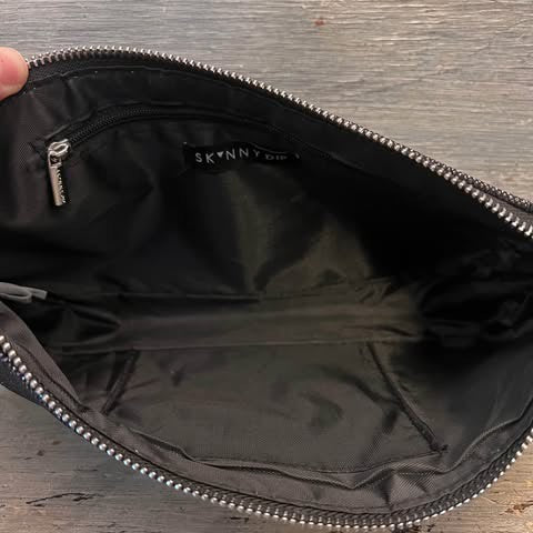 Skinny Dip Black Shimmer Rhinestone Smiley Face Shoulder Bag Purse Like New