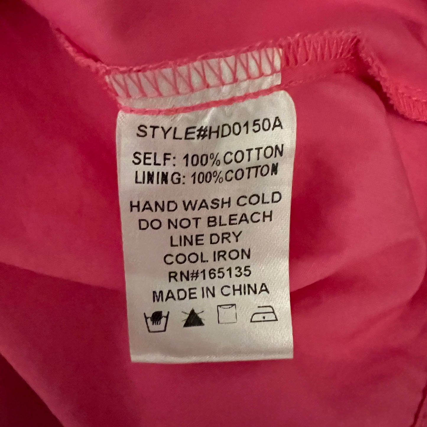 Impressions 100% Cotton Hot Pink Dual Ruffle Open Back Babydoll Size Small Like New