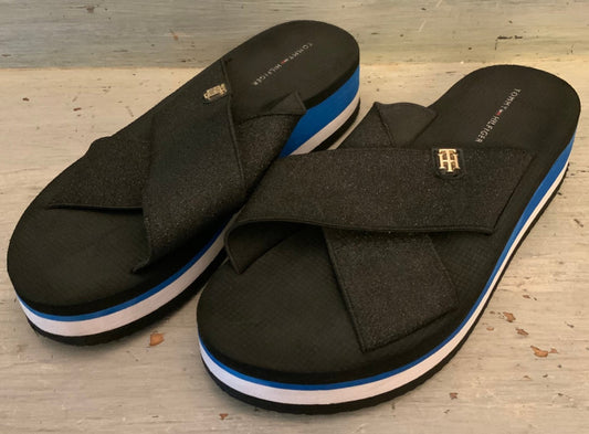 Tommy Hilfiger Slip On Wedge Platform Sandal Size 9.5 Good Condition