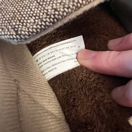 Dearfoams Cozy Comfort Tan Tweed Canvas Rubber Sole Slippers 9-10 Like New