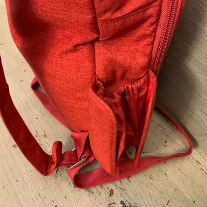 LUG Red Multipocketed Travel Bag Backpack 10x14x3 Good Condition