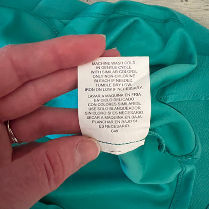 As U Wish Light Teal High Collar Off Shoulder Flutter Sleeve Mini Dress Size Medium Good Condition