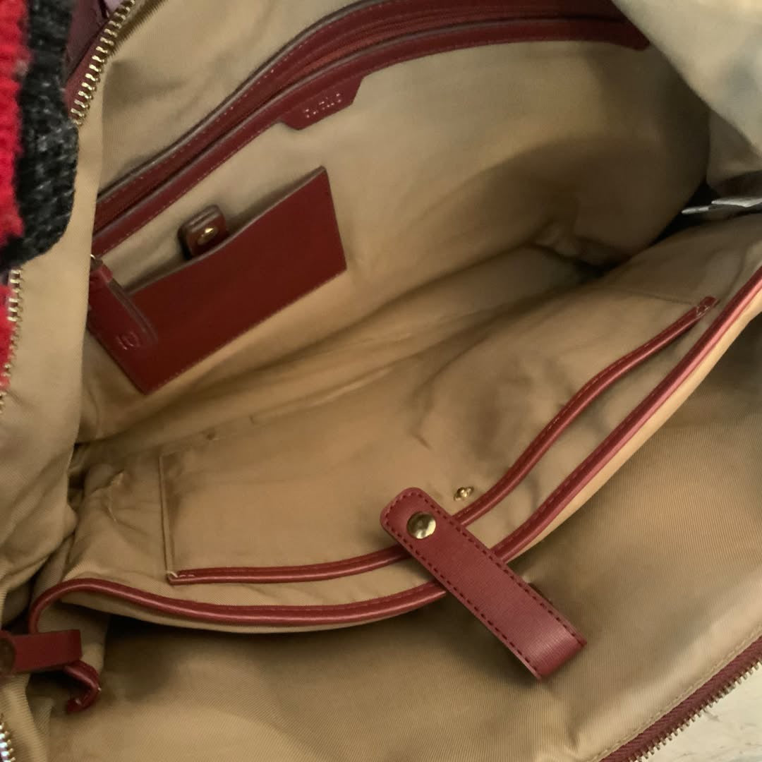 Tutilo New York Burgundy Faux Leather Nylon Briefcase Laptop Bag Tote w/Wristlet Like New