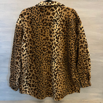 Vintage Newport News Soft Leopard Print Button Down Shirt Jacket Size Medium Good Condition