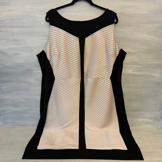 Sandra Darren Two Tone Color Block Sleeveless Ribbed Midi Dress Size 20W Good Condition