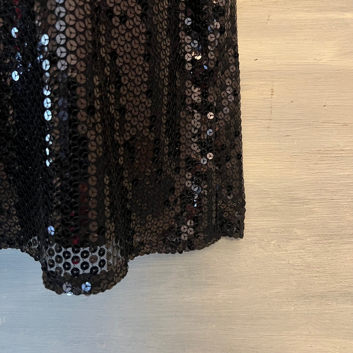 Michelle Antonelli Black Sequined Lined Tank Top Blouse Size Large Good Condition