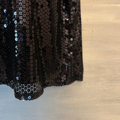 Michelle Antonelli Black Sequined Lined Tank Top Blouse Size Large Good Condition
