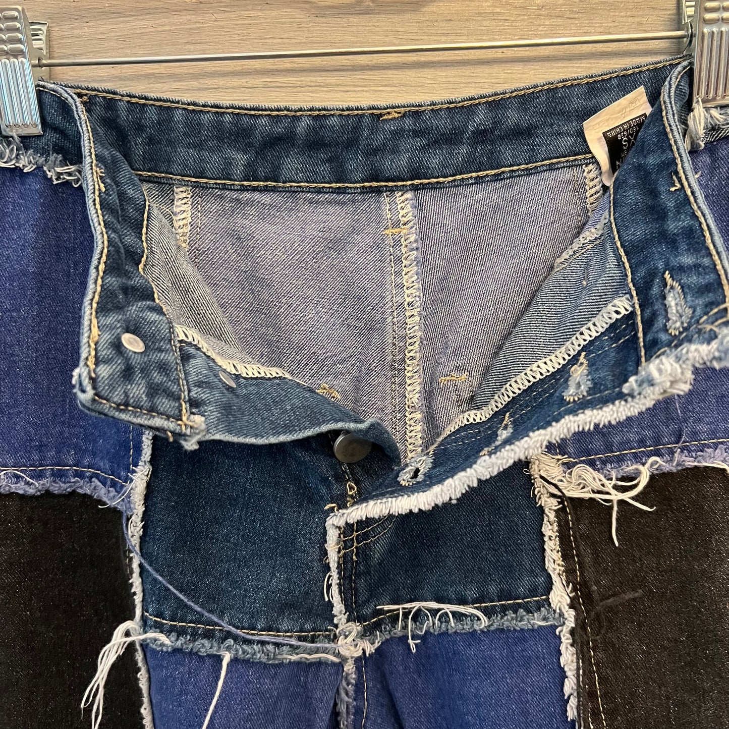 SHEIN Patchwork Denim Button Fly Fashion Jeans XS Like New