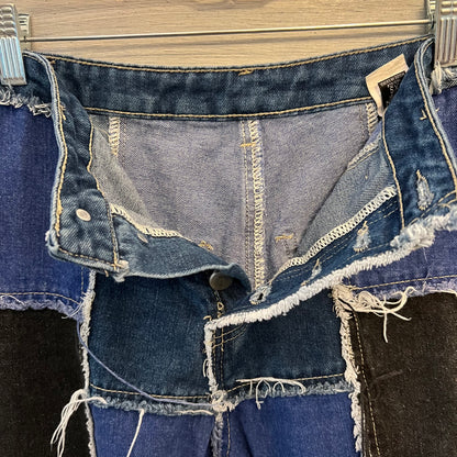 SHEIN Patchwork Denim Button Fly Fashion Jeans XS Like New