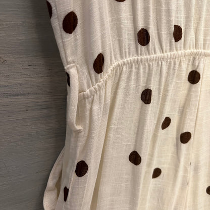 Monteau Los Angeles Cream Brown Polka Dot Vneck Jumpsuit Size Medium New with Tags