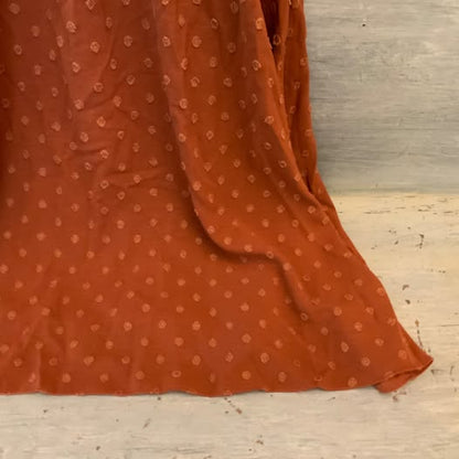 SHEIN Burnt Orange Swiss Dot High Low Baby Doll Dress XLarge Good Condition