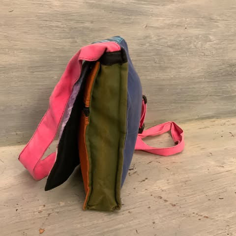 New York Multicolor Tie Die 100% Cotton Fabric Crossbody Bag Purse Like New