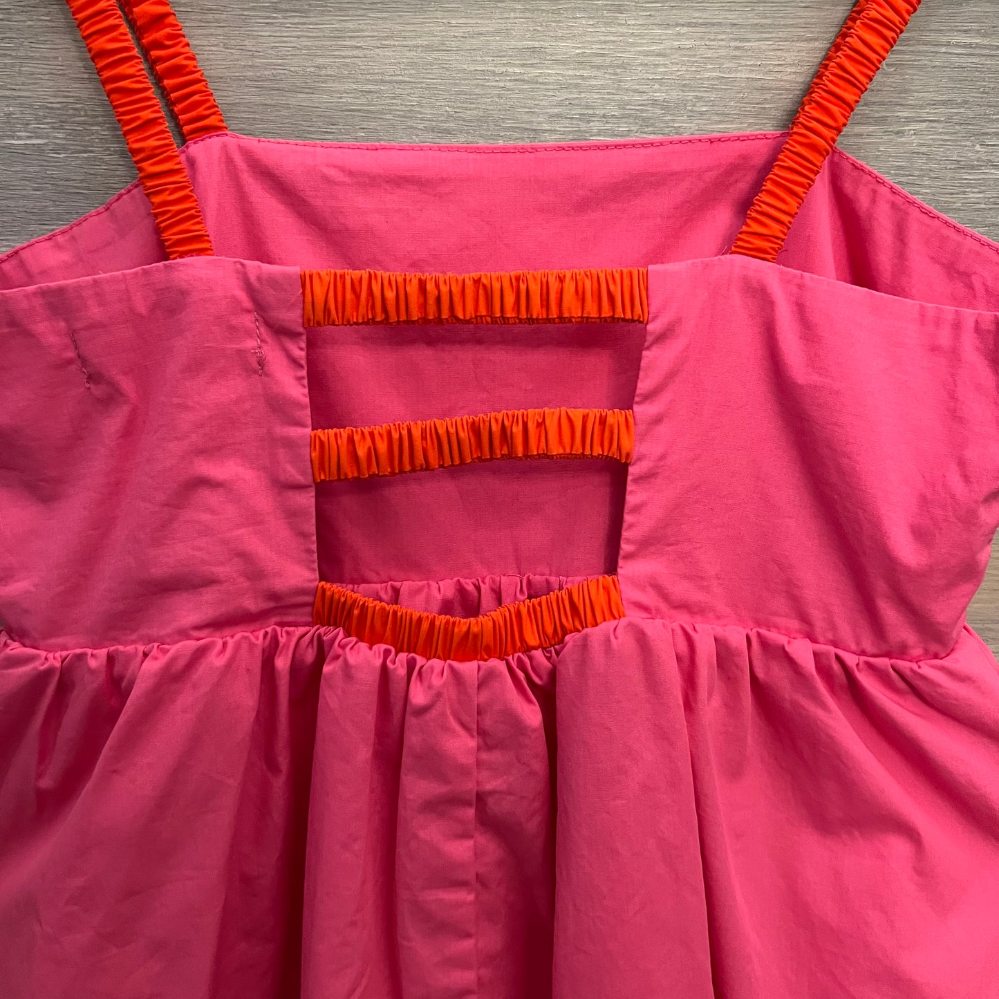 Impressions 100% Cotton Hot Pink Dual Ruffle Open Back Babydoll Size Small Like New