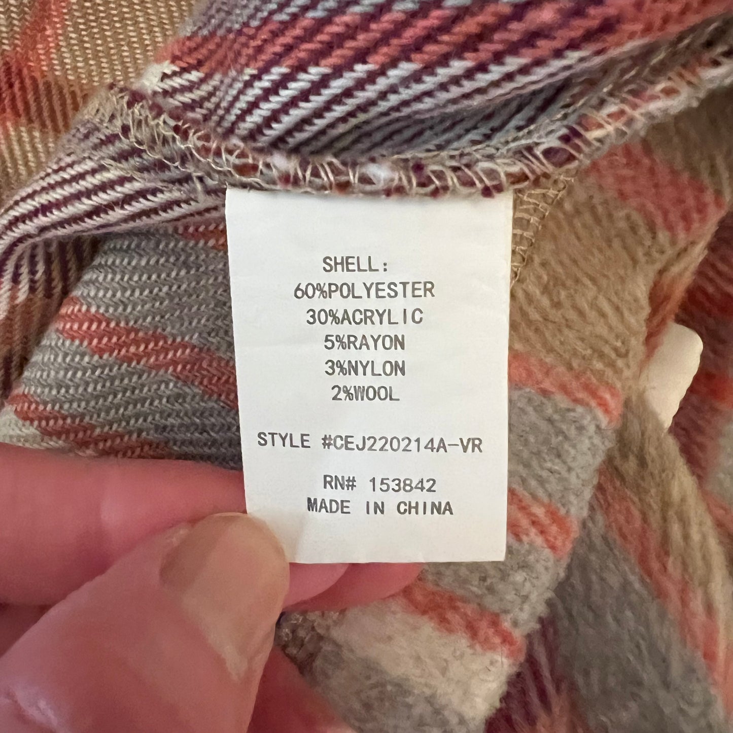 Melloday Purple Burgundy Gray Pink Cropped Flannel Shirt Size Medium Good Condition