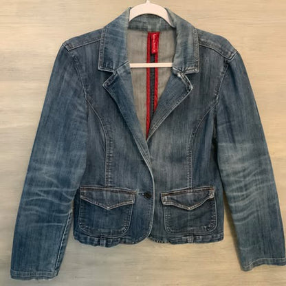Highway Jeans Distressed Blue Jean Blazer Jacket Size Medium Good Condition