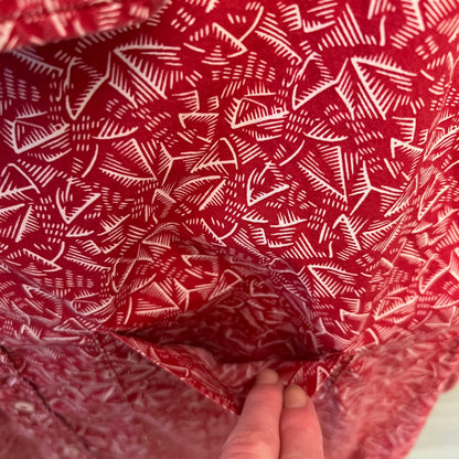 Aeropostale 100% Cotton Red Abstract Print Short Sleeve Button Down Shirt XL Good Condition