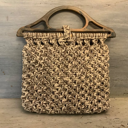 Vintage Handmade Macrame Handbag Purse 12x14 Good Condition