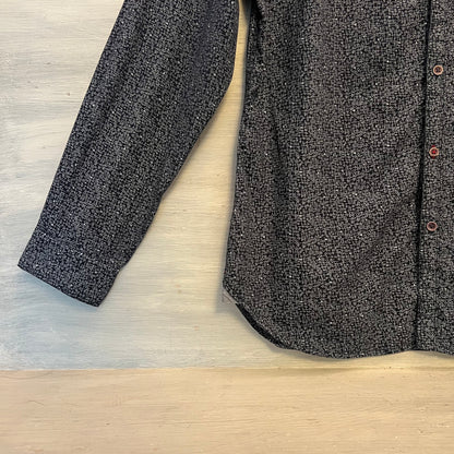 MBX Denim Wear Slim Fit Navy Blue Abstract Print Button Down Shirt XL Good Condition