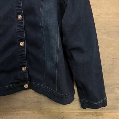 dkin Jeans Dark Wash Studded Denim Jean Jacket 3X Good Condition
