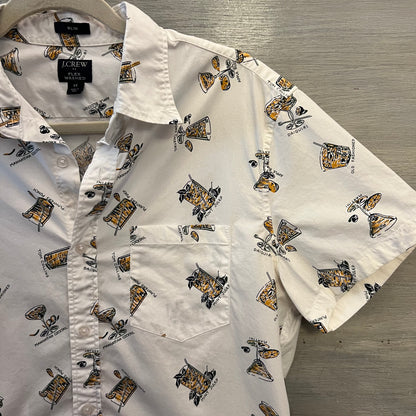 J. Crew Men’s Flex Washed Vintage Cocktail Print Button Down Shirt Medium Like New