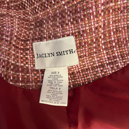 Vintage Jaclyn Smith Pink Multicolor Faux Tweed Blazer Coat Jacket Size 8 Good Condition