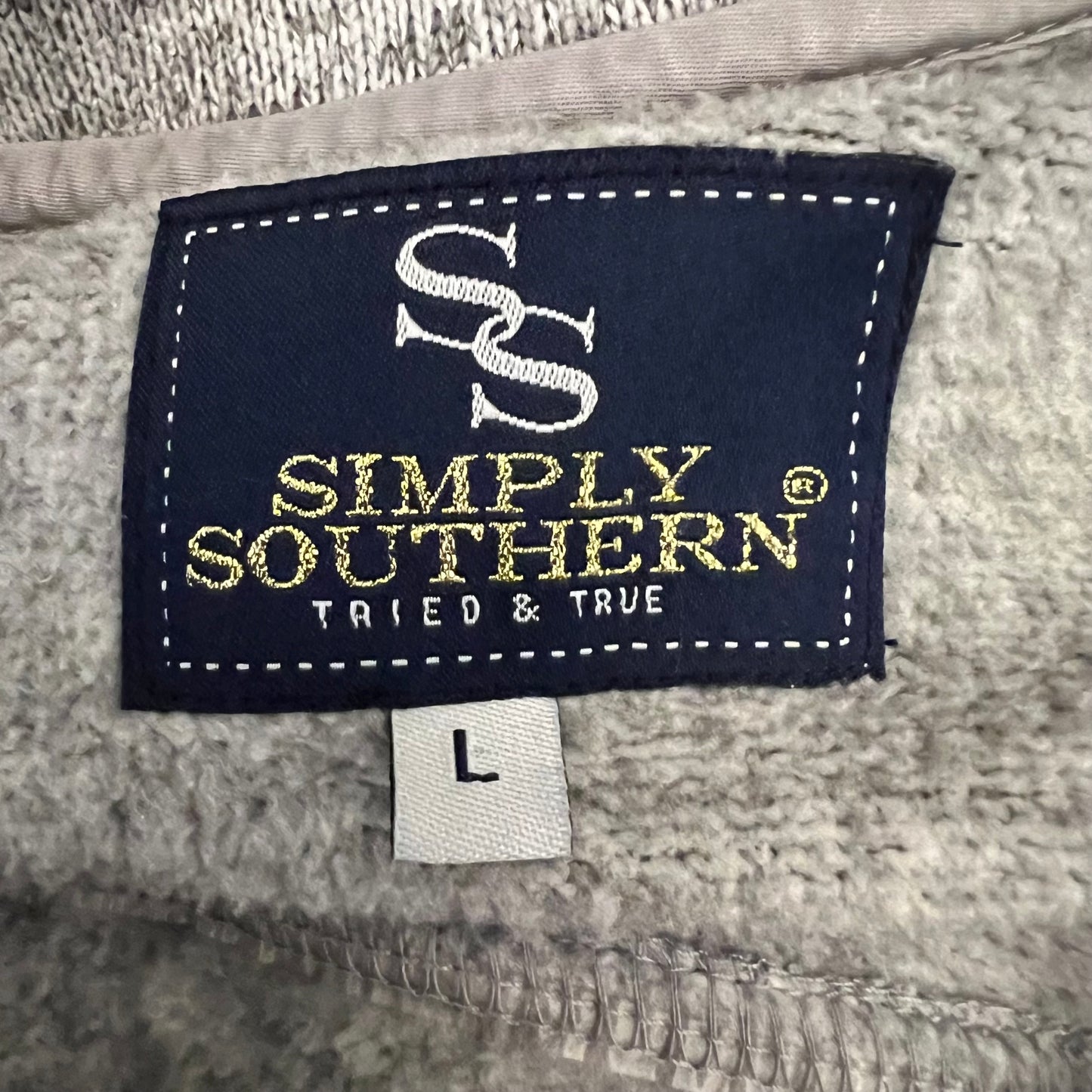 Simply Southern Gray Knit Pullover Sweatshirt Size Large Good Condition