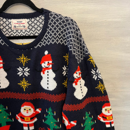 Daisys Boutique UNISEX Merry Christmas Navy Pullover Crewneck Sweater Good Condition