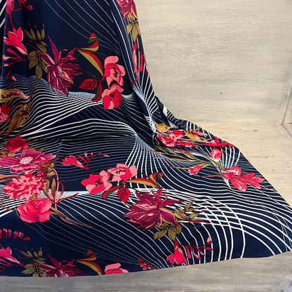 24seven Comfort Apparel Vneck Abstract Floral Print Maxi Dress Size Large Good Condition