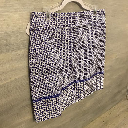 Talbots 97% Cotton Skirt Blue White Print  Size 8 Good Condition