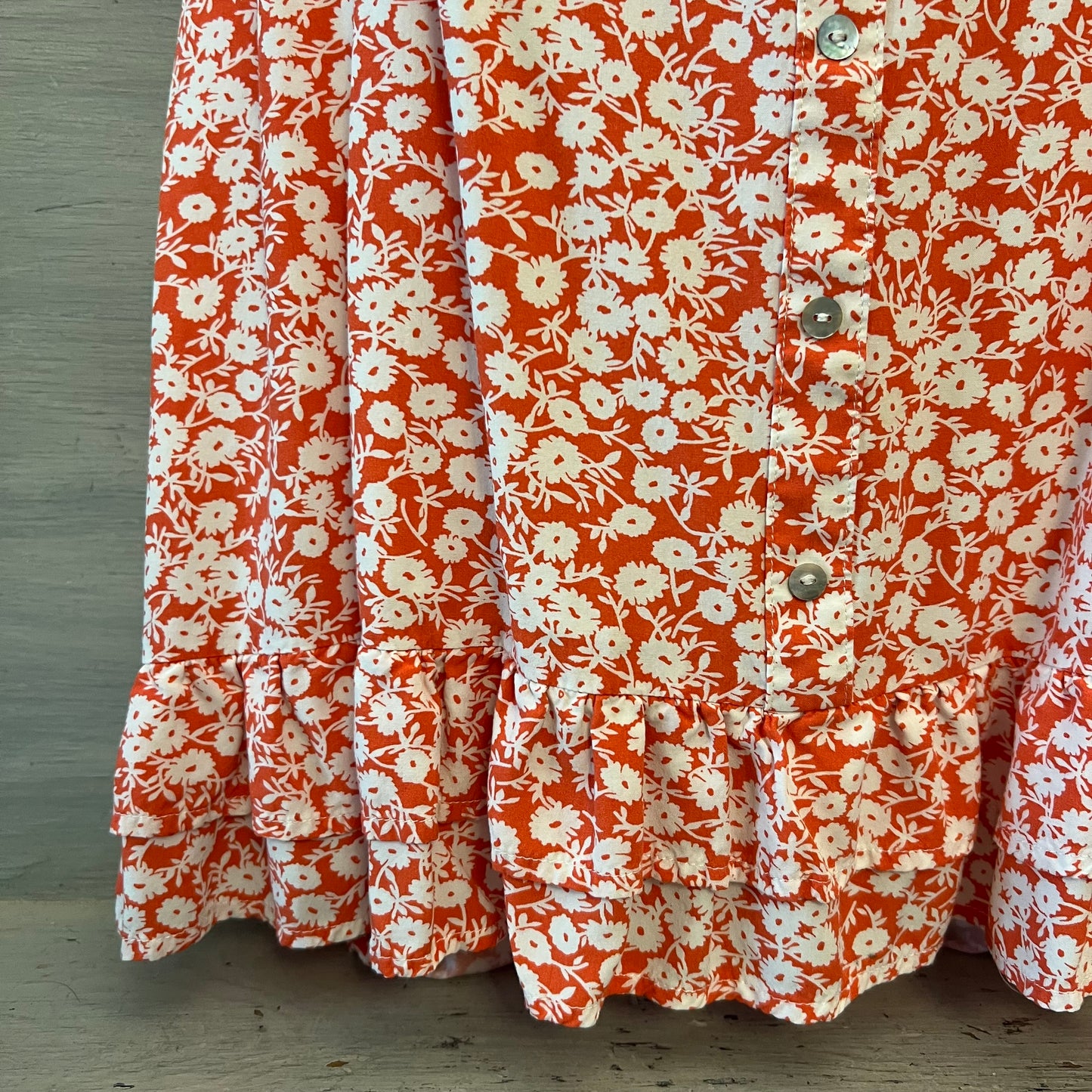 Lost + Wander Orange White Flower Mini Dress Size Large Good Condition