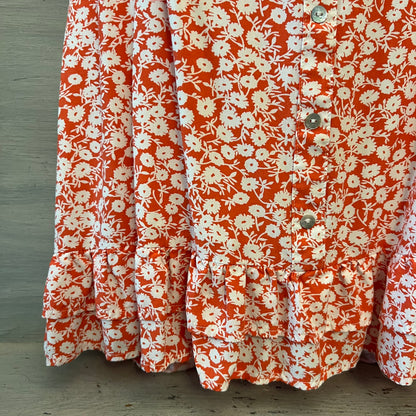 Lost + Wander Orange White Flower Mini Dress Size Large Good Condition