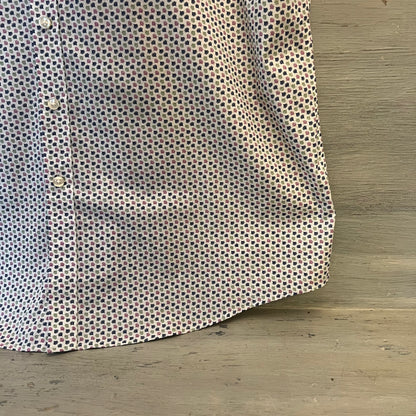 Fynch Hatton Navy Sage Purple Leaf Print Short Sleeve Button Down Shirt XL New with Tags