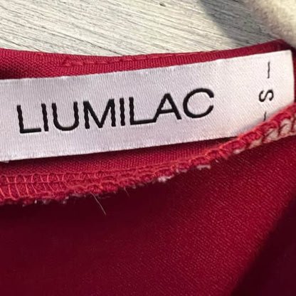 LIUMILAC Red V Neck Fit and Flare Dress Small Like New
