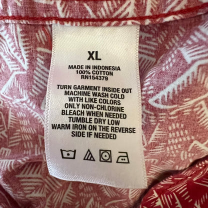 Aeropostale 100% Cotton Red Abstract Print Short Sleeve Button Down Shirt XL Good Condition